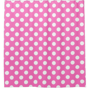 Rideaux De Douche Pois blancs sur rose