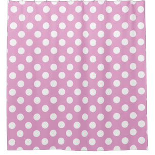 Rideaux De Douche Pois blancs sur rose pâle
