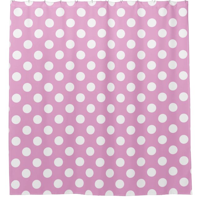 Rideaux De Douche Pois blancs sur rose pâle (Devant)