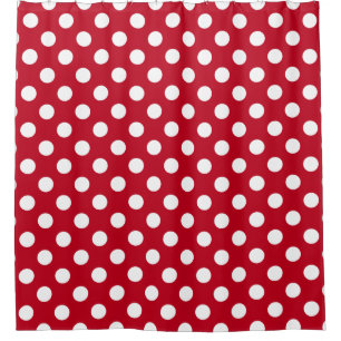 Rideaux De Douche Pois blancs sur rouge