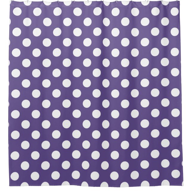 Rideaux De Douche Pois blancs sur ultra violet (Devant)