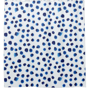 Rideaux De Douche Pois bleu aquarelle motif transparent