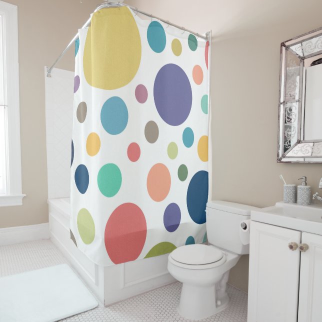 Rideaux De Douche Pois colorés (En situation)