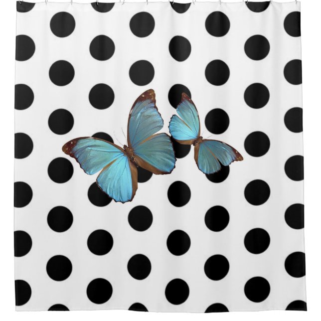 Rideaux De Douche Pois et papillons (Devant)