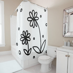 Rideaux De Douche Pois et pois 2 - Noir et blanc