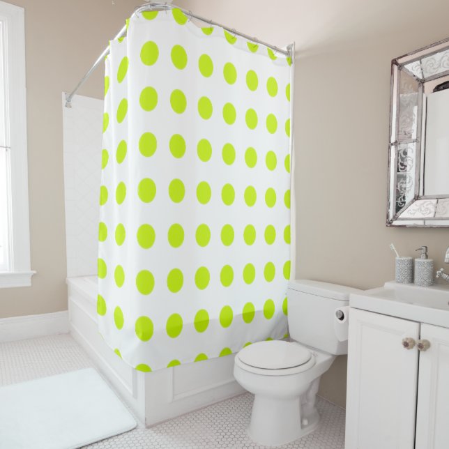 Rideaux De Douche Pois frais vert citron Motif simple (En situation)