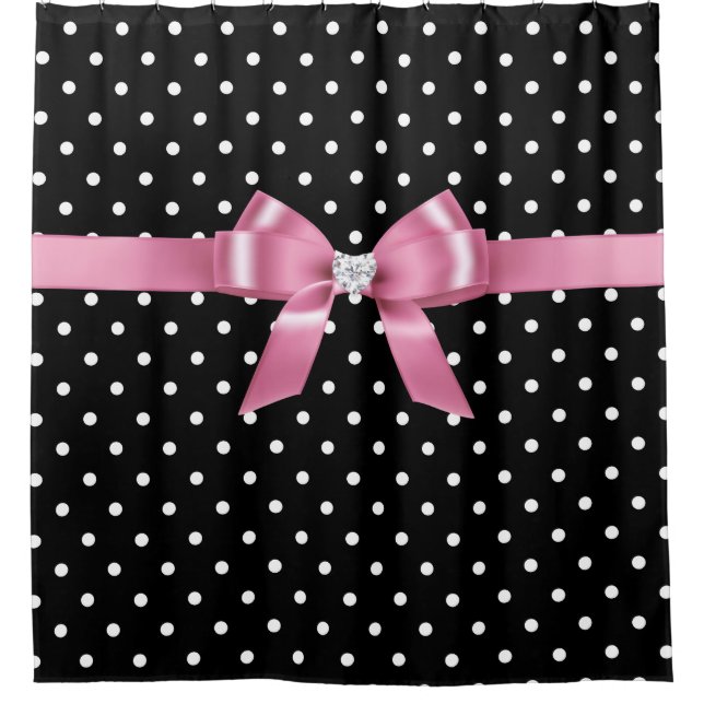 Rideaux De Douche Pois-Noir rose glam (Devant)