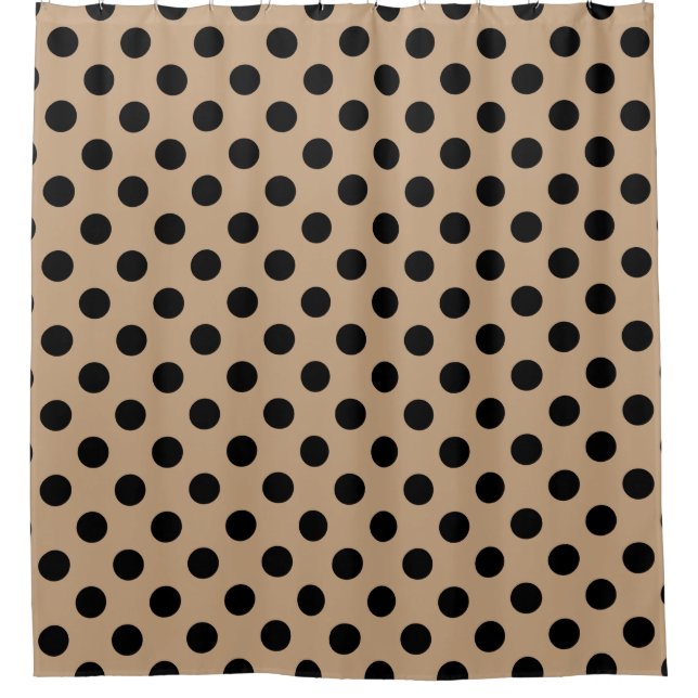 Rideaux De Douche Pois noirs sur beige (Devant)