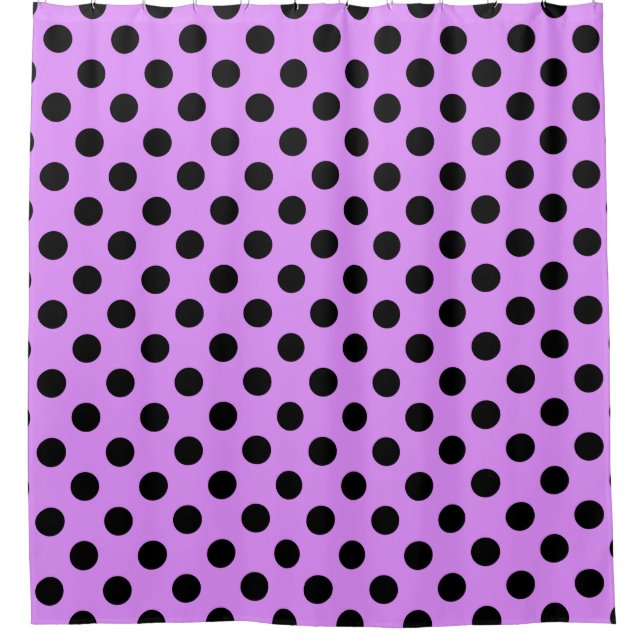 Rideaux De Douche Pois noirs sur lilas (Devant)