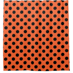 Rideaux De Douche Pois noirs sur orange