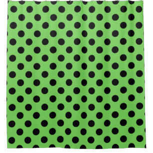 Rideaux De Douche Pois noirs sur vert citron
