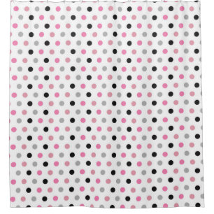 Rideaux De Douche Pois roses et blancs