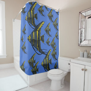 Rideaux De Douche Poisson-ange gris et jaune