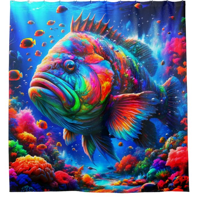 Rideaux De Douche Poisson coloré (Devant)