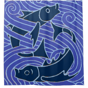 Rideaux De Douche Poisson Gras Baignade Océan Bleu Pêche