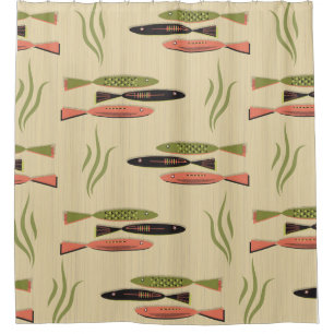 Rideaux De Douche Poisson Moderne Du Milieu Du Siècle