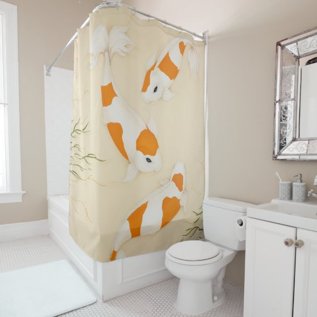Rideaux De Douche Poissons de Koi, Kohaku, Poisson d'étang japonais (En situation)