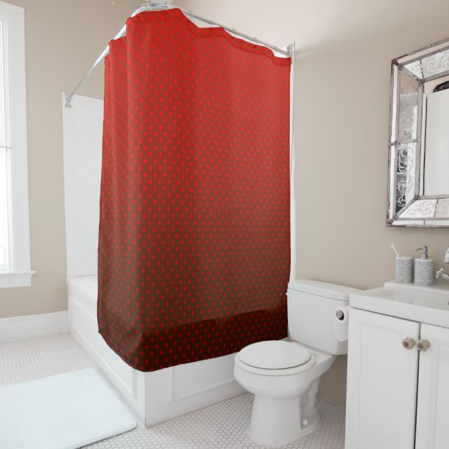 Rideaux De Douche Polka point dégradé rouge noir couleurs foncé (En situation)