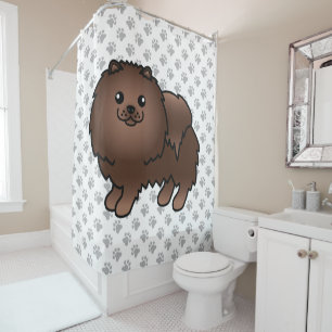 Rideaux De Douche Pomeranian Brun Mignon Chien de Dessin Animé & Pat