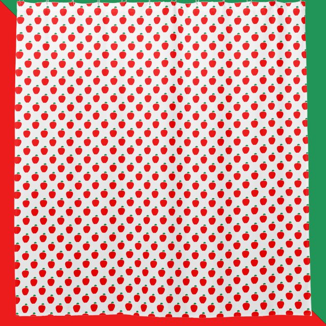 Rideaux De Douche Pomme Motif Fruit rouge (A shower curtain with a pattern of red apples.)