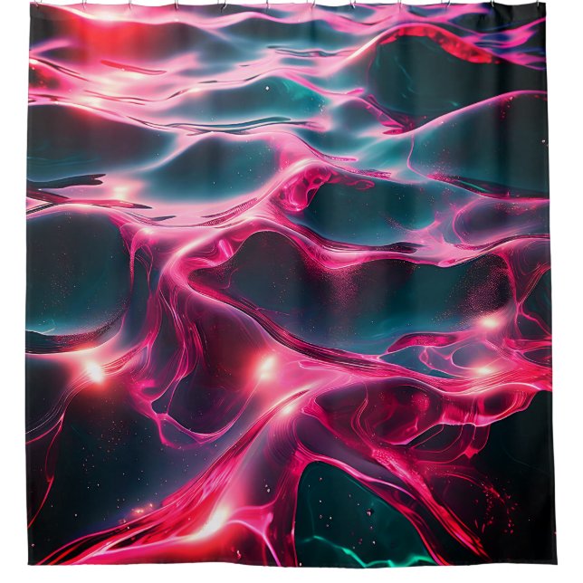 Rideaux De Douche "Pommes dynamiques d'eau rose et bleue" (Devant)
