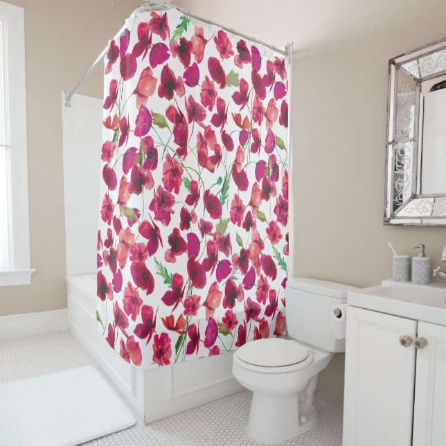 Rideaux De Douche Poppies rose violet Galore Motif (En situation)