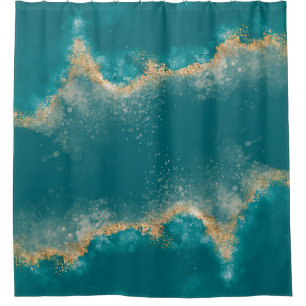 Rideaux De Douche Porte d'or métallique Turquoise