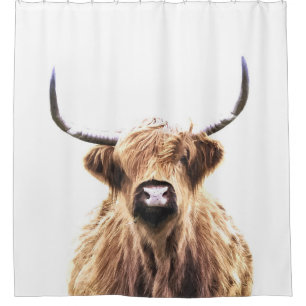 Rideaux De Douche Portrait animal écossais de vache des montagnes