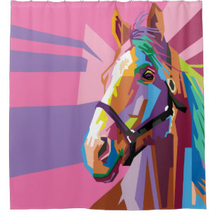 Rideaux De Douche Portrait coloré de Pop Art Horse