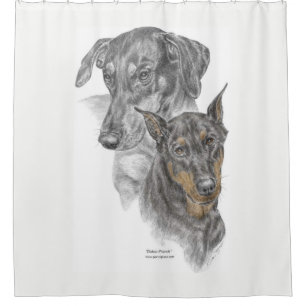 Rideaux De Douche Portrait de deux Dobermans