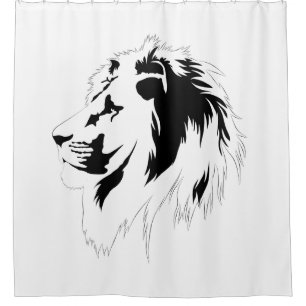Rideaux De Douche Portrait de lion (noir)