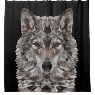 Rideaux De Douche Portrait géométrique Wolf Lone