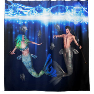 Rideaux De Douche Poseidon et la sirène
