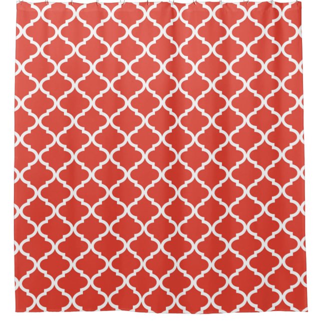 Rideaux De Douche Posh Orange Red Moraccan Quatrefoil Motif (Devant)