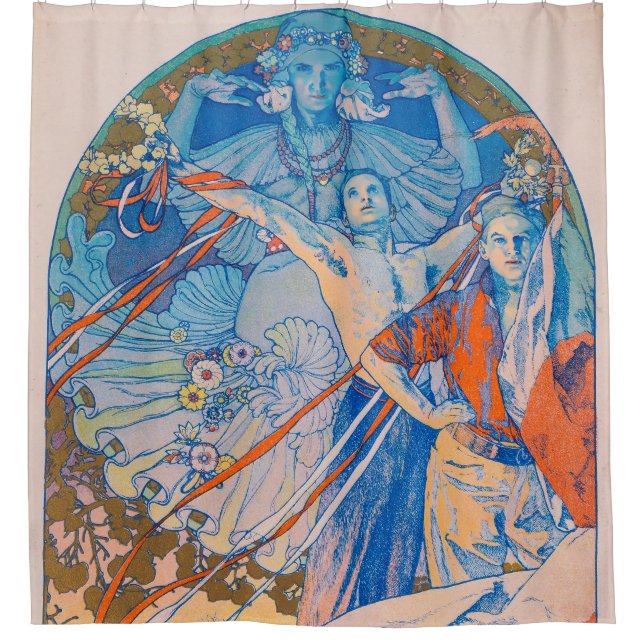 Rideaux De Douche Poster d'Alphonse Mucha pour le Sokol Festival (19 (Devant)