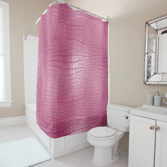 Rideaux De Douche Poster de animal d'alligator rose Faux (En situation)