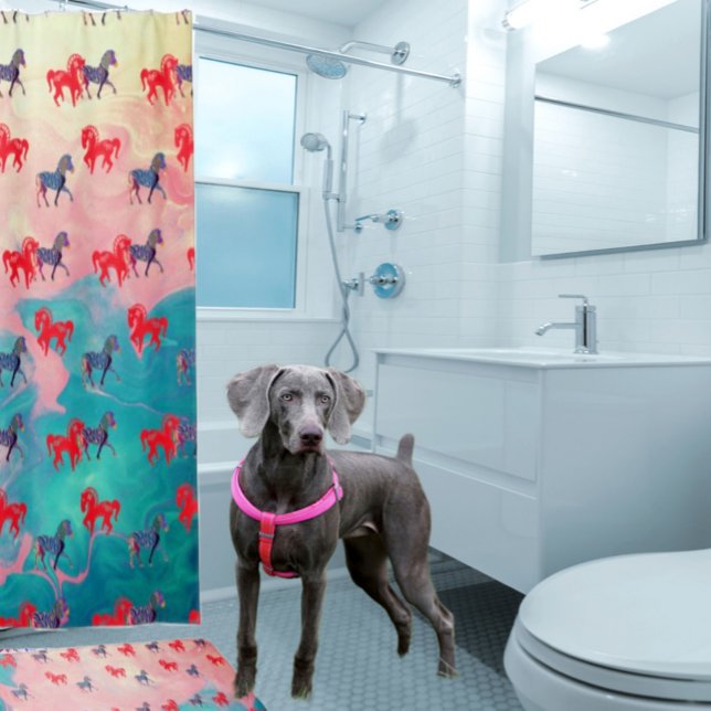 Rideaux De Douche Poster de animal des Chevaux sauvages (Matching bathmat is available in store.)