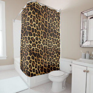 Rideaux De Douche Poster de animal Léopard Noir Brown d'or