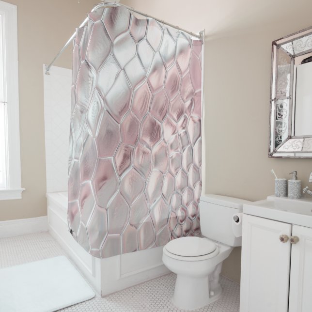 Rideaux De Douche Poster de animal rose et lisse (En situation)