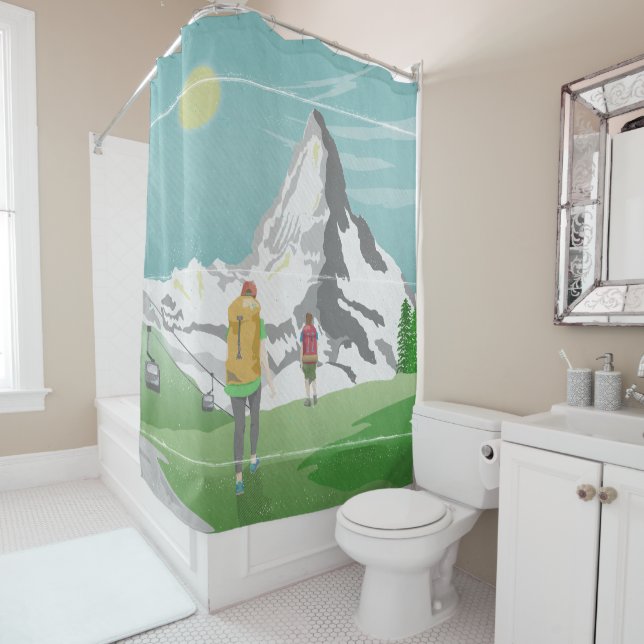 Rideaux De Douche poster de voyage matterhorn Suisse (En situation)