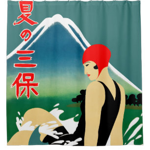 Rideaux De Douche Poster touristique japonais 1930 Art Déco Girl