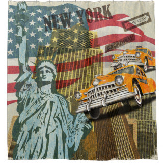Rideaux De Douche Poster vintage de New York.