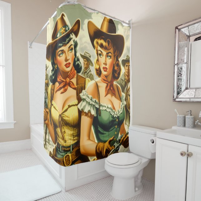 Rideaux De Douche Poules vintages (En situation)