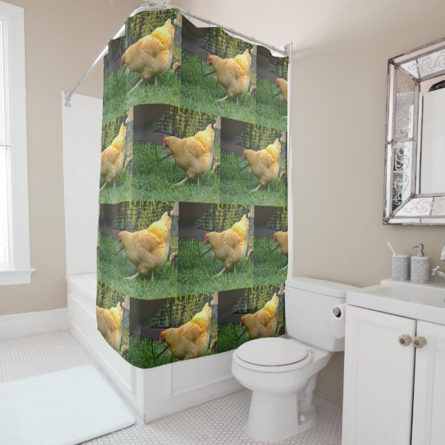 Rideaux De Douche Poulet de ferme (En situation)