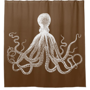 Rideaux De Douche Poulpe Brown de Kraken