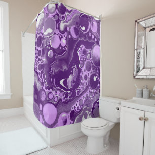 Rideaux De Douche Pourpre. Cellules d'art fluides de lavande et de m