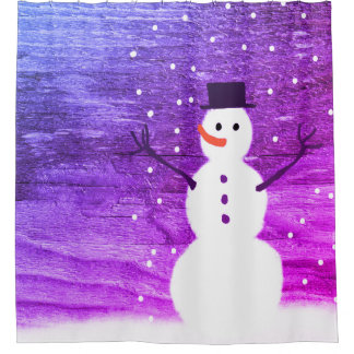 Rideaux De Douche pourpre rustique de bonhomme de neige de Noël de