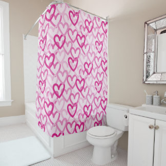 Rideaux De Douche Preppy Hearts Pink