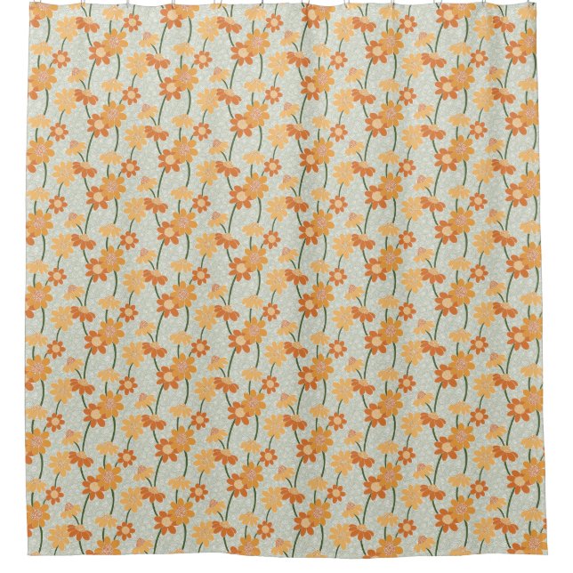 Rideaux De Douche Pretty retro muted 1970 s flowers (Devant)