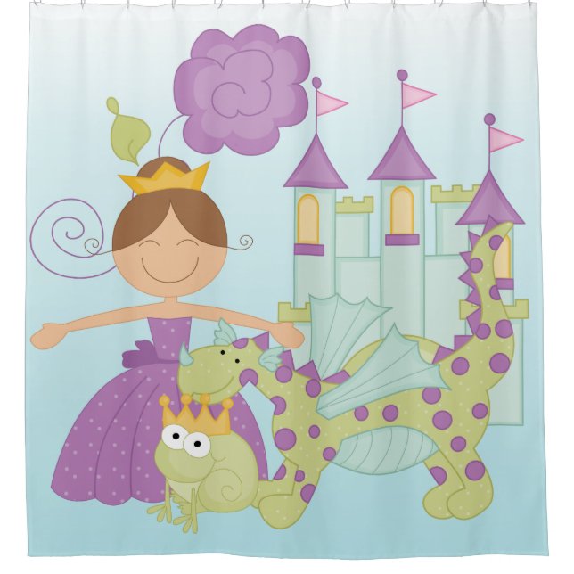 Rideaux De Douche Princess Castle Frog Prince Dragon (Devant)